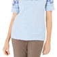 Karen Scott Women's Printed Boat Neck Top Blue Size X-Small