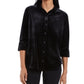 Charter Club Women's Button Front Velvet Top Black Size Petite L