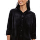 Charter Club Women's Button Front Velvet Top Black Size Petite L