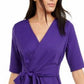 Alfani Women's Faux Wrap Elbow Sleeve Top Purple Size Petite L
