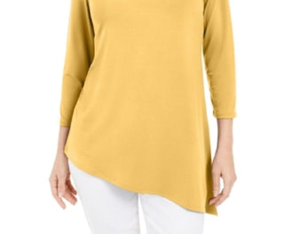 JM Collection Women's Asymmetrical Ring Tunic Yellow Size X-Large