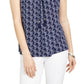 Charter Club Women's Printed Drawstring Neck Top Blue Size X-Large