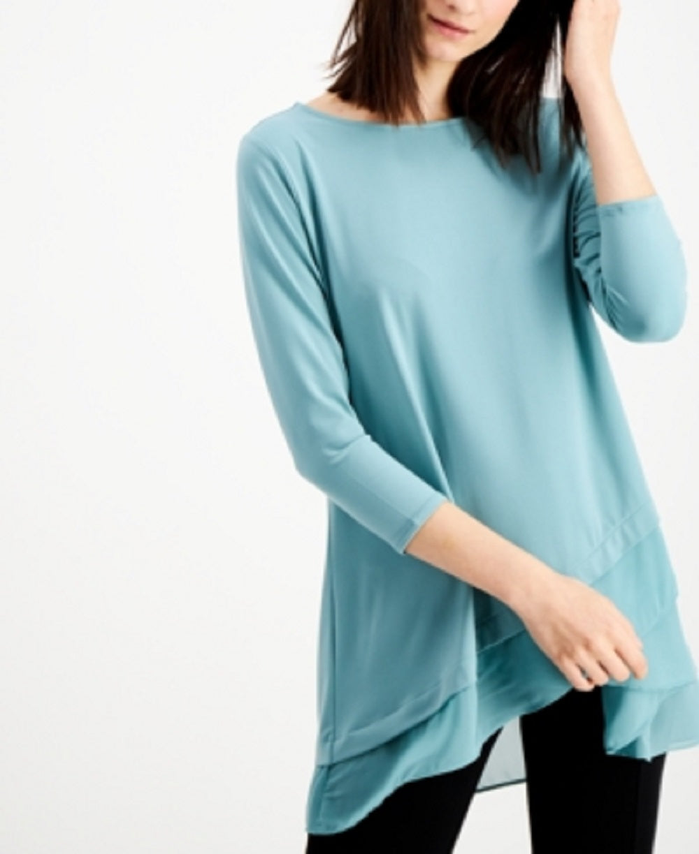 Alfani Women's Sheer Crossover Hem Tunic  Green Size XX-Large