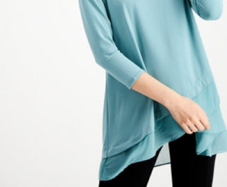 Alfani Women's Sheer Crossover Hem Tunic  Green Size XX-Large