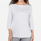 Karen Scott Women's Striped Crossover Top White Size X-Small