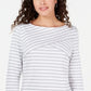 Karen Scott Women's Striped Crossover Top White Size X-Small