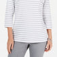 Karen Scott Women's Striped Crossover Top White Size X-Small