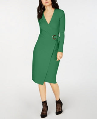 INC International Concepts Women's Wrap Sweater Dress Green Size Small