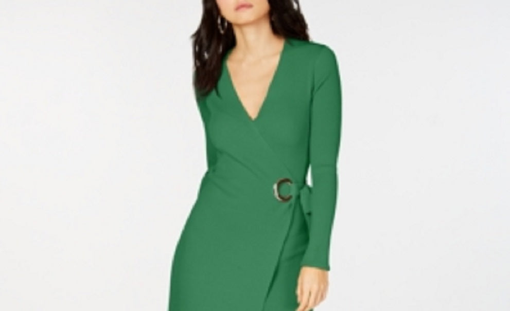 INC International Concepts Women's Wrap Sweater Dress Green Size Small
