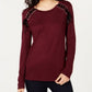 INC International Concepts Women's Lace-up Scoop Neck Top Red Size XX-Large