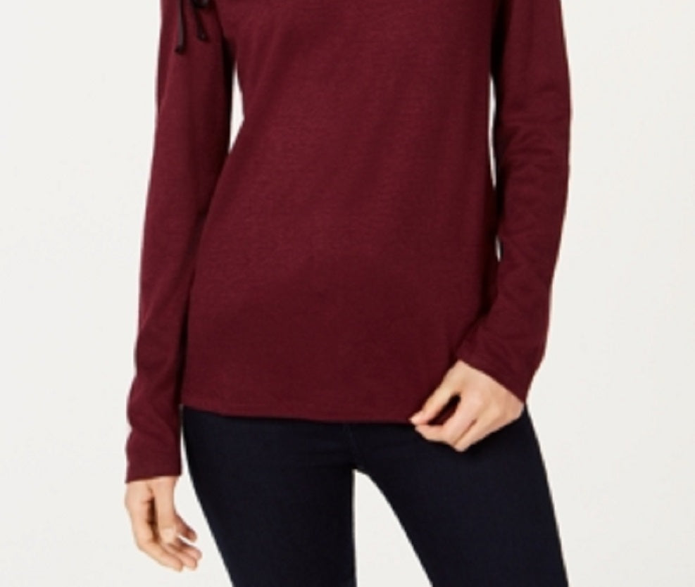 INC International Concepts Women's Lace-up Scoop Neck Top Red Size XX-Large