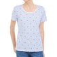 Karen Scott Women's Printed Scoop Neck Top White Size Large