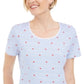 Karen Scott Women's Printed Scoop Neck Top White Size Large