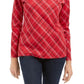 Karen Scott Women's Holly Plaid Embellished Top Red Size X-Small