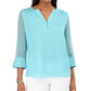 Charter Club Women's Split Sleeve Solid Knit Top Blue Size XX-Large