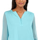Charter Club Women's Split Sleeve Solid Knit Top Blue Size XX-Large