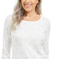 Karen Scott Women's Glitter Starburst Scoop-Neck Top White Size Small