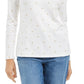 Karen Scott Women's Glitter Starburst Scoop-Neck Top White Size Small