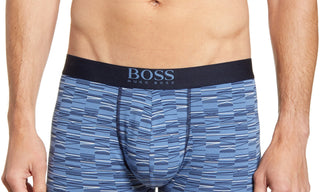 BOSS Men's Print Cotton Trunks Blue Size Large