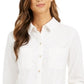 Charter Club Women's Button Down Cotton Corduroy Shirt White Size PSM