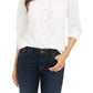 Charter Club Women's Button Down Cotton Corduroy Shirt White Size PSM