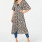 Thalia Sodi Women's Animal Print Duster Brown Size Medium