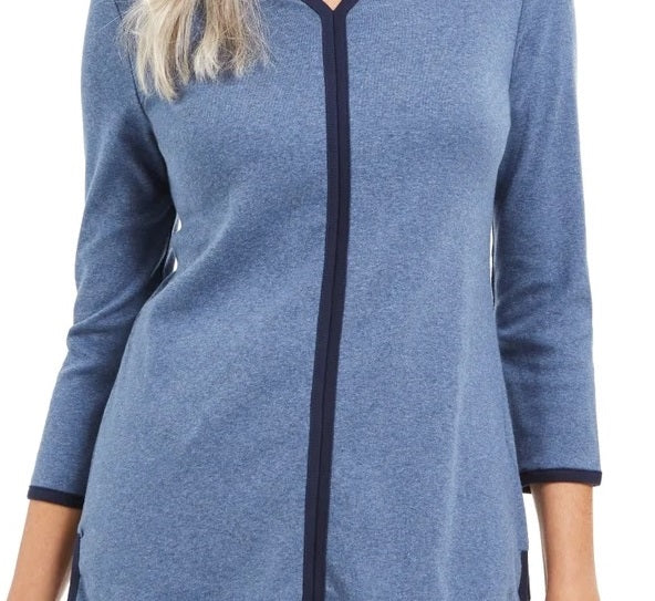 Karen Scott Women's Cotton Tipped Tunic Blue Size X-Small