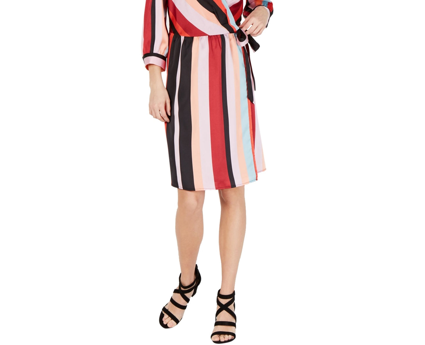 Bar III Women's Striped Wrap Dress Style Multi Stripes Size Large