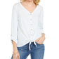 Style & Co. Women's Striped Tie Front Top White Size XX-Large
