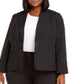 Le Suit Women's Plus Pinstriped Single Button Suit Black Size 20W