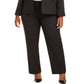 Le Suit Women's Plus Pinstriped Single Button Suit Black Size 20W