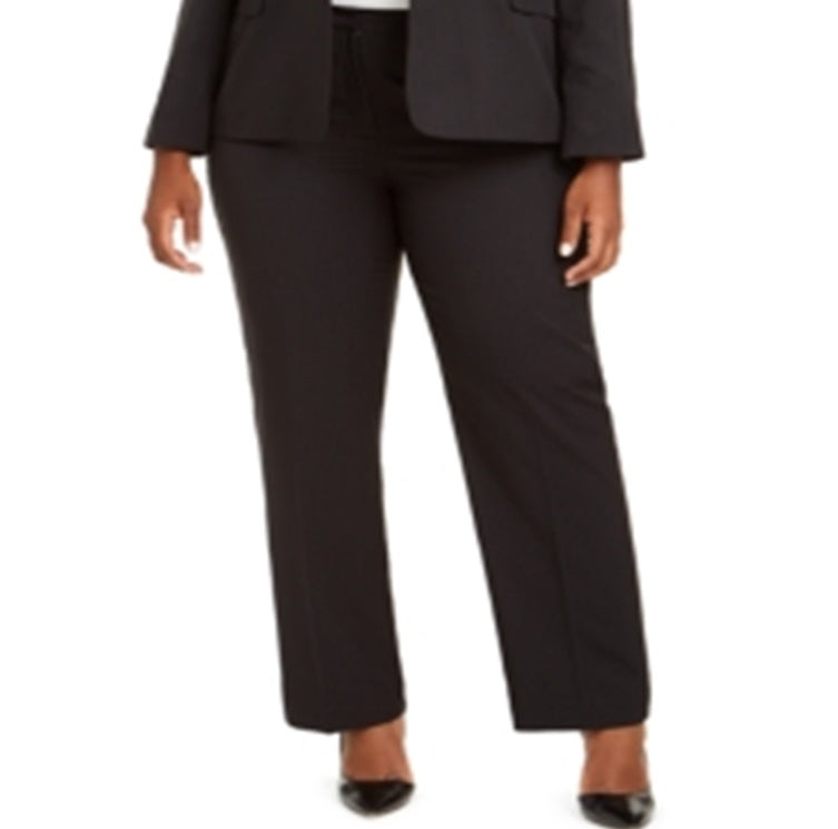 Le Suit Women's Plus Pinstriped Single Button Suit Black Size 20W