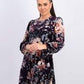 Calvin Klein Women's Printed Velvet Puff Sleeve Dress Purple Floral Size 16