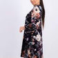 Calvin Klein Women's Printed Velvet Puff Sleeve Dress Purple Floral Size 16