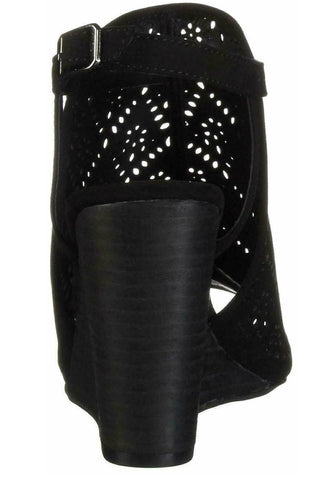 Carlos by Carlos Santana Women's Shoes Gabrielle Suede Peep Toe Casual Platfo Black Size 7.5 M