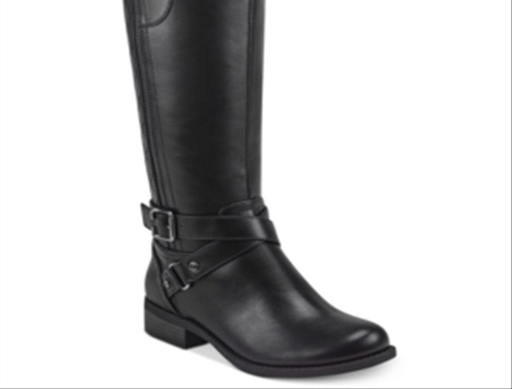 Guess Women's Haydin Leather Round Toe Knee High Fashion Boots Black Size 7 MW