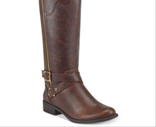 Guess Women's Haydin WC Faux Leather Wide Calf Riding Boots Brown Size 7 MW