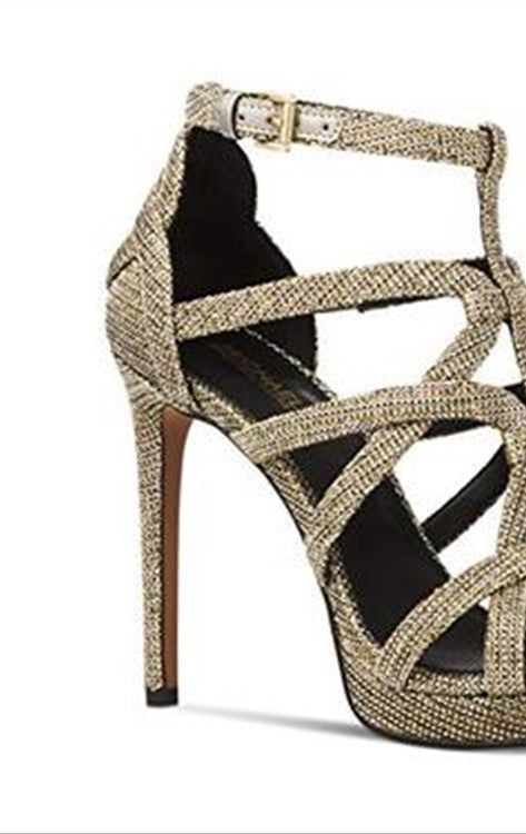 Michael Kors Women's Sandra Leather Peep Toe Black Size 9