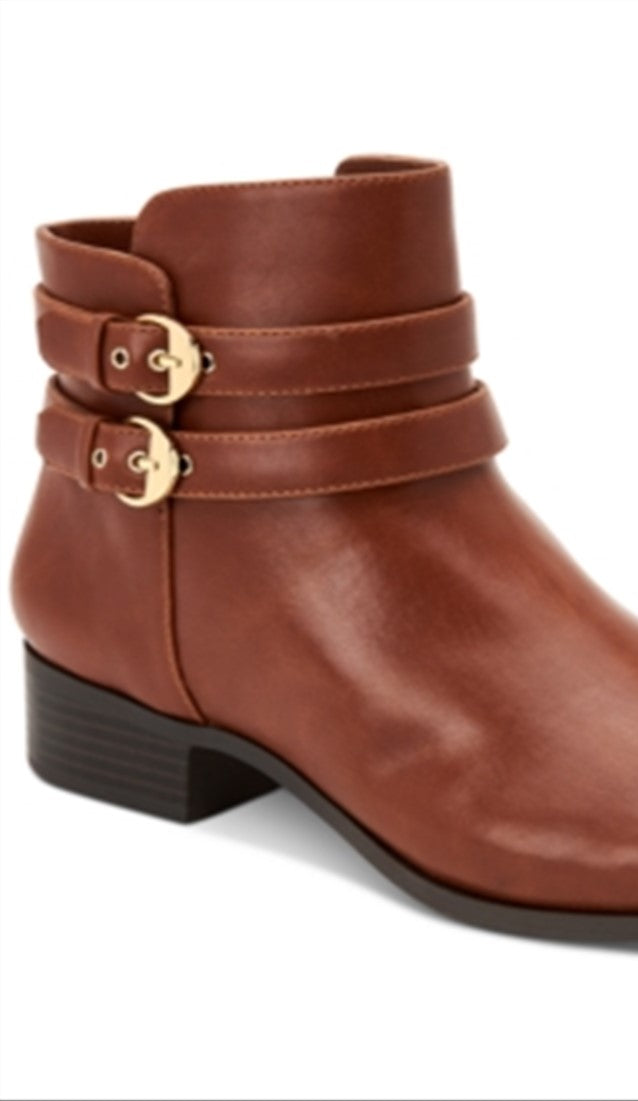Charter Club Women's Jaimee Microsuede Strapped Booties Brown  Size 8 M