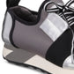 Material Girl Women's Camouflage Mixed Media Color Block Elastic Strap Heel Tab Faux Laces Cushioned Metallic Annya Almond Toe Wedge Gray Size 8 M