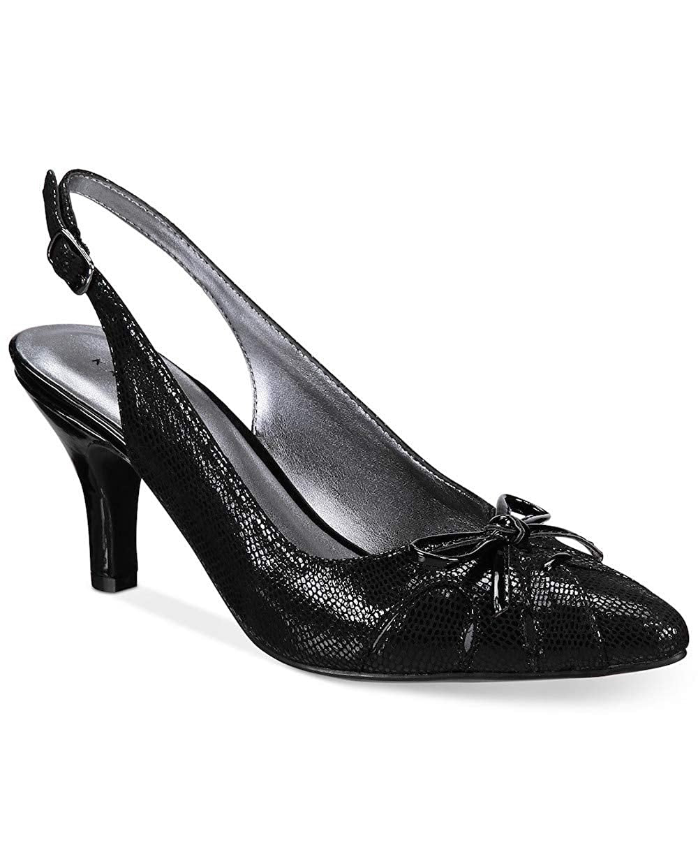 Karen Scott Women's Glenna Fabric Pointed Toe Casual Mule Sandals Black Size 9 1/2