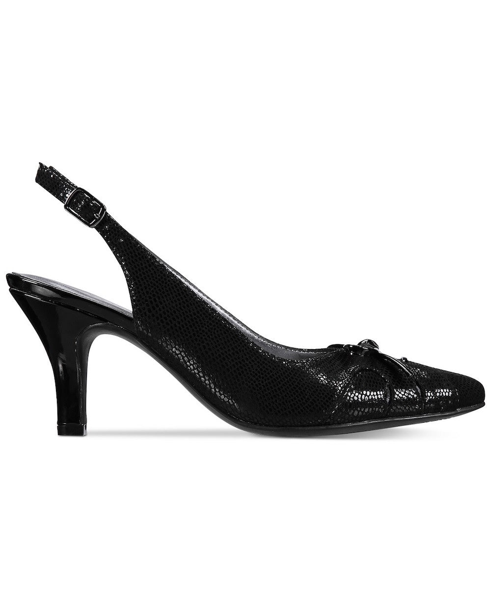 Karen Scott Women's Glenna Fabric Pointed Toe Casual Mule Sandals Black Size 9 1/2