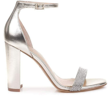 Badgley Mischka Men's Keshia III Jewelled Ankle Strap Metallic Gray Size Size 7.5