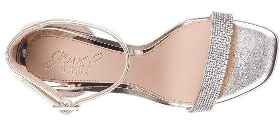 Badgley Mischka Men's Keshia III Jewelled Ankle Strap Metallic Gray Size Size 7.5