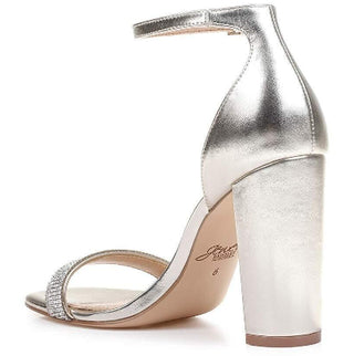 Badgley Mischka Men's Keshia III Jewelled Ankle Strap Metallic Gray Size Size 7.5