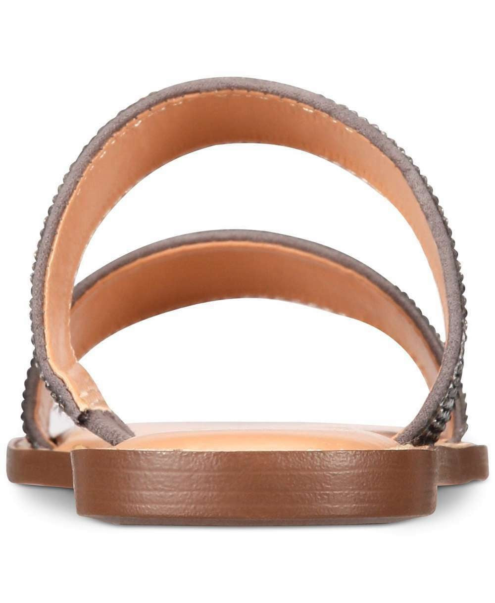 Material Girl Women's GINNIE Open Toe Slide Flats Grey Size 9 M