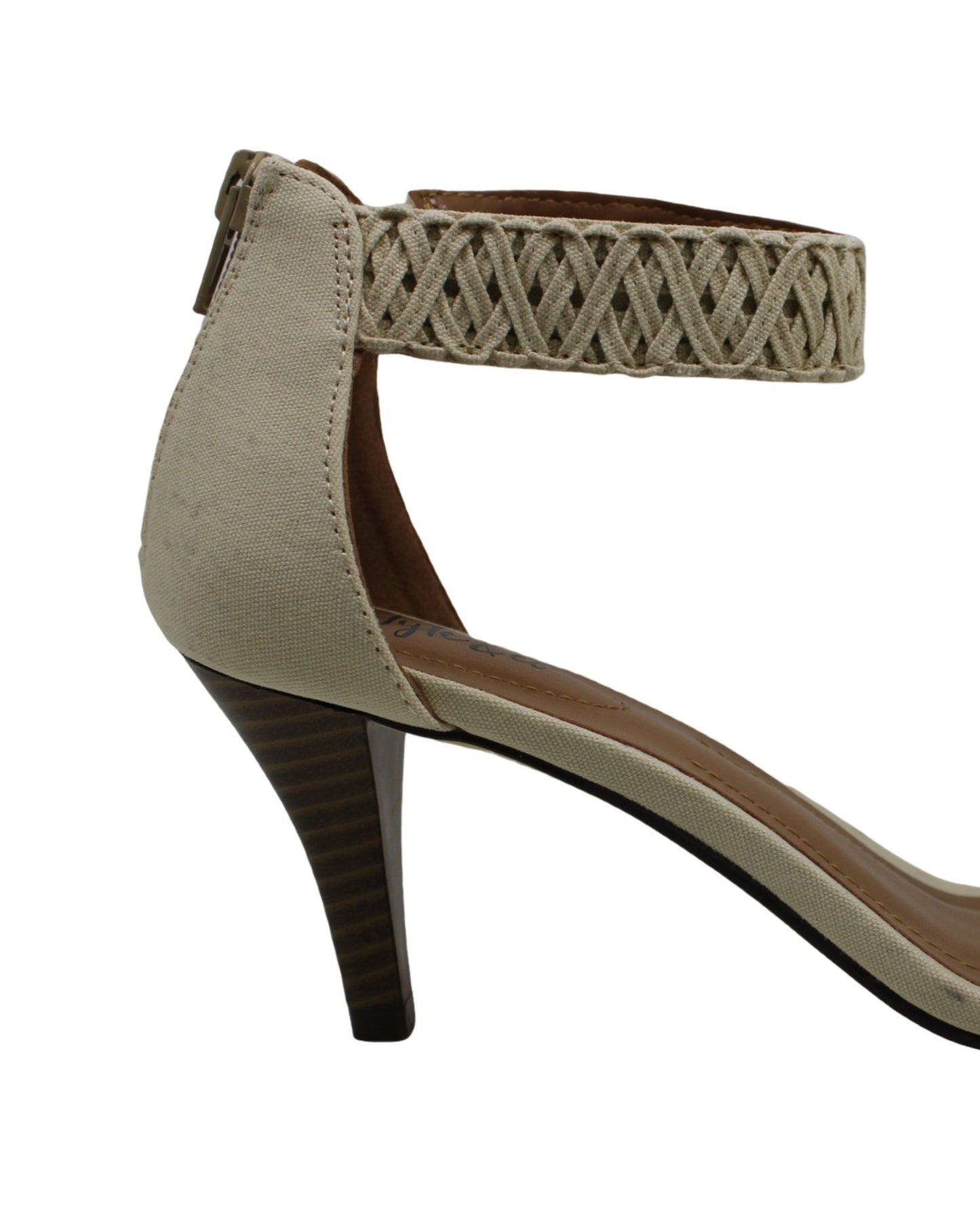 Style & Co Women's Paycee Fabric Open Toe Special Beige  Size 5 M