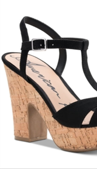 American Rag Women's Jamie1 Fabric Open Toe Casual Ankle Strap Black Size 10 M