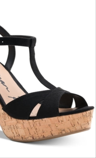 American Rag Women's Jamie1 Fabric Open Toe Casual Ankle Strap Black Size 10 M