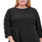 Tommy Hilfiger Women's Long Sleeve Knee Length Fit Flare Dress Black Size 14W